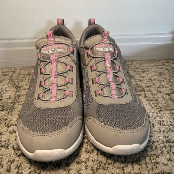 Sketchers Air-Cooled ArchFit Gray & Pink Slip-On Sneakers Size 10 - Picture 5 of 10